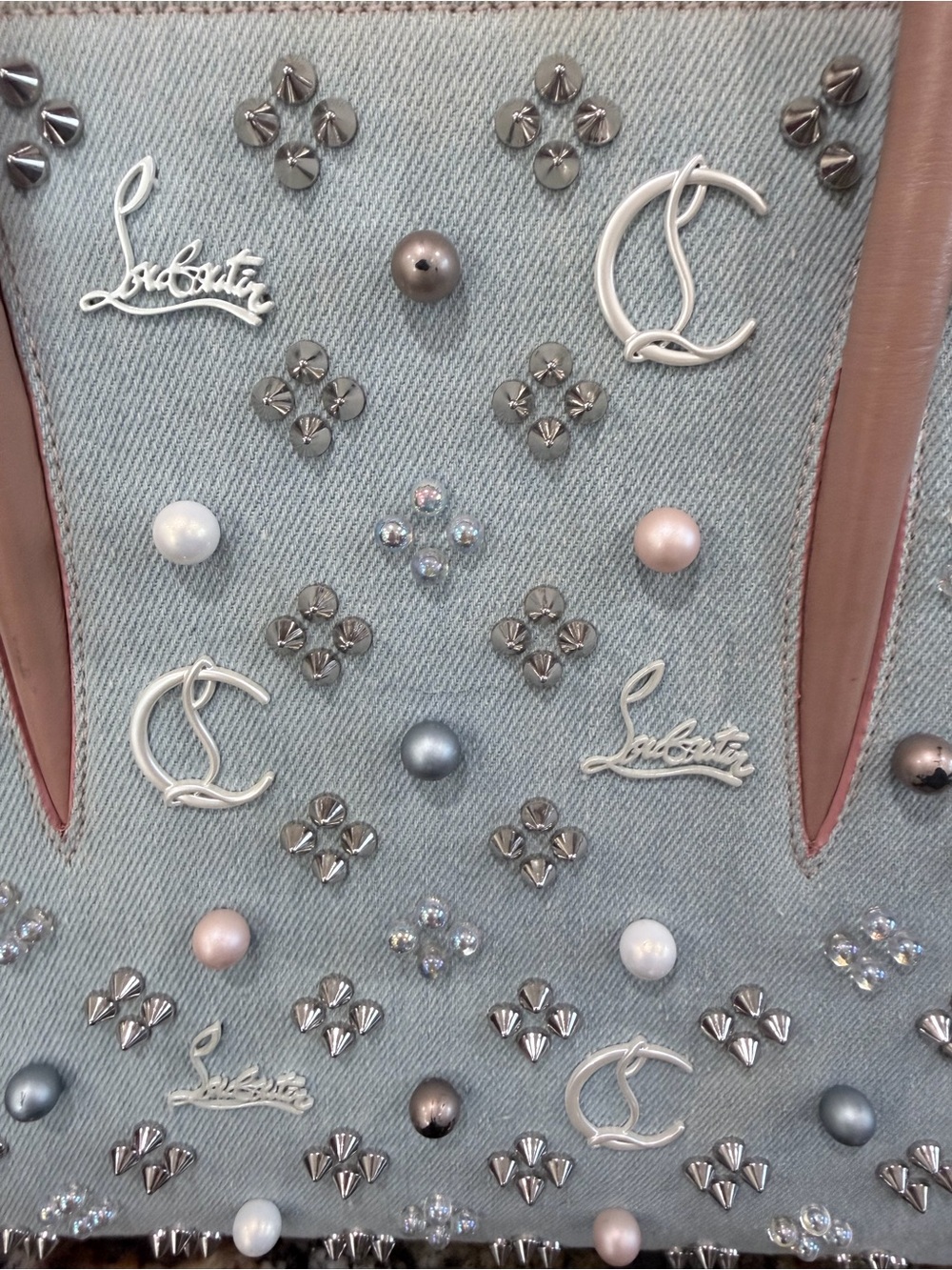 Christian Louboutin Light Blue Denim and Leather Paloma Tote with COA - Picture 8 of 12